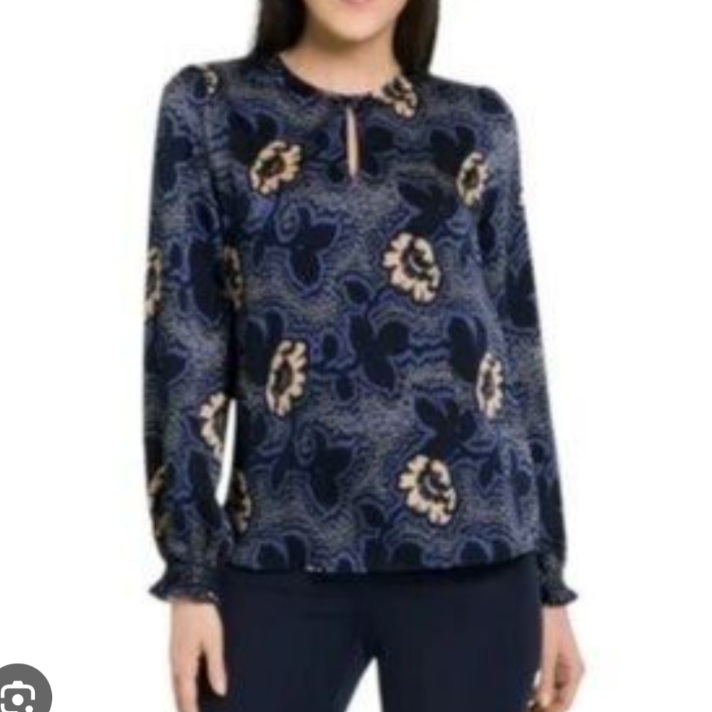 Ted Baker Floral Cuffed Sleeve Blouse Size M
